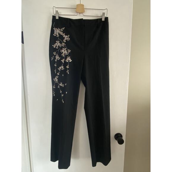 Karen Kane Pants - Women’s Karen Kane Dress Pants Floral Embroidered Black Size 6 Vintage